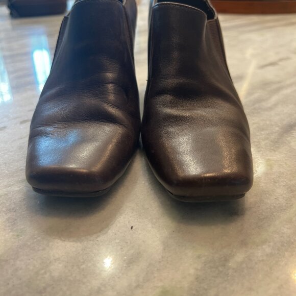 Aerosoles A2 Lake Geneva heeled loafer square toe 8M dark brown elastic … - Picture 4 of 14